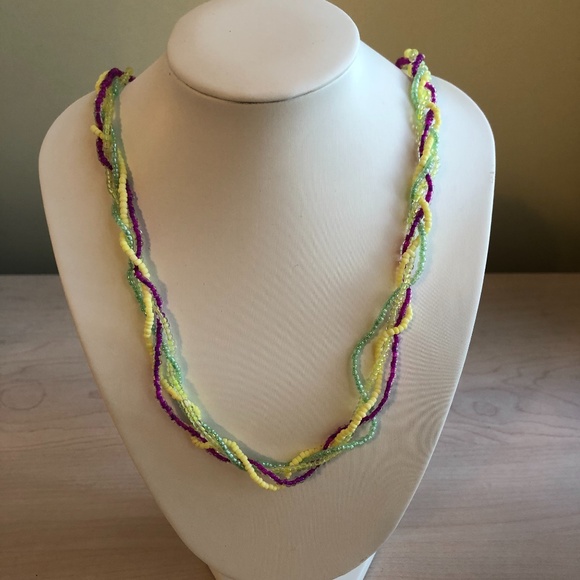 Handmade Torsade Multi Colored Beaded Necklace - Picture 1 of 2